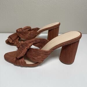 Loeffler Randall Size 9.5 B Penny Knotted Mule Sandals Heels Terracotta